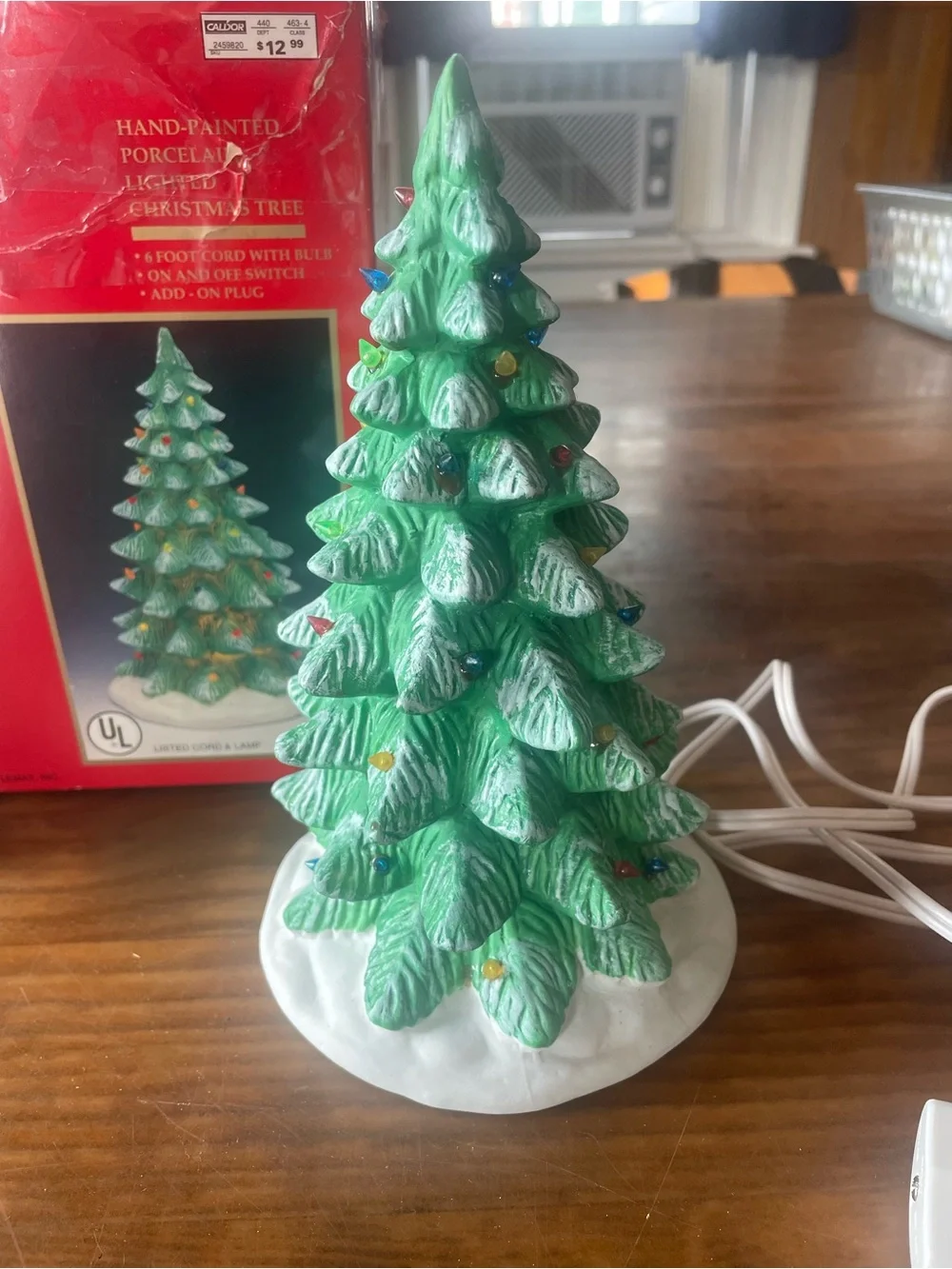 Vintage ‘93 Lemax Hand-Painted Porcelain Lighted Christmas Tree Home Decor